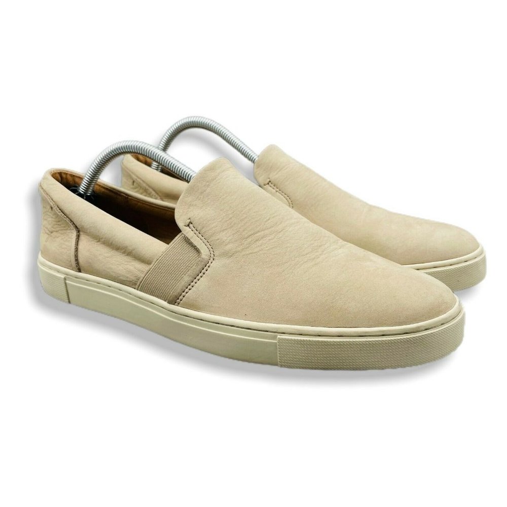 Frye Slip On Loafer Shoes Low Cut Sneaker Beige Size 11 Women Flat Leather